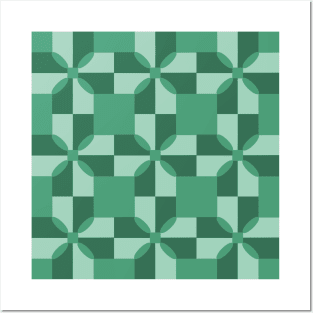 Green Idaho Patchwork Pattern Posters and Art